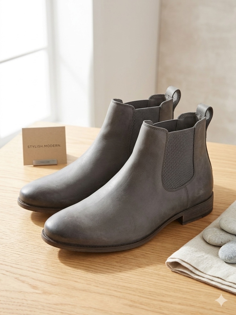 Men's Grey Chelsea Boots - Modern Slip-On Ankle Boot